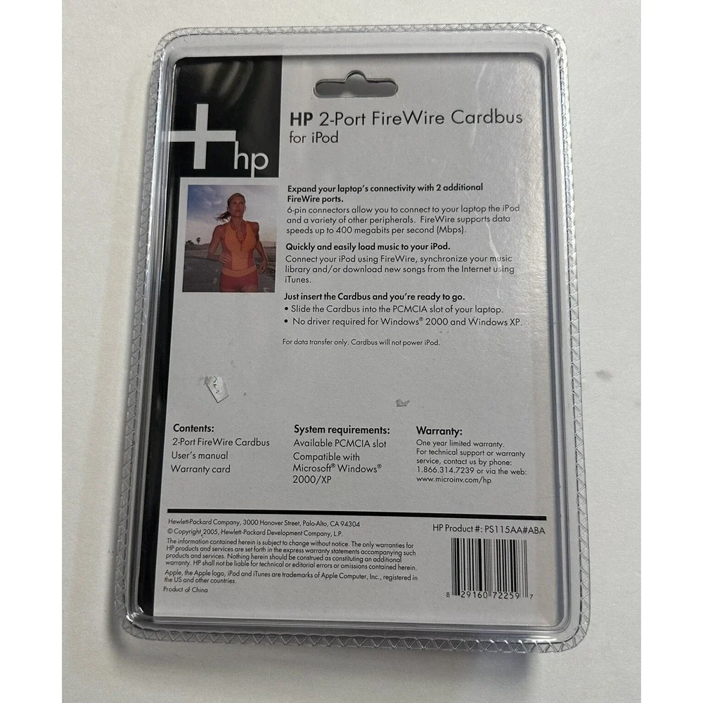 HP 2 Port Fire Wire Cardbus for iPod 2005 NEW NOS